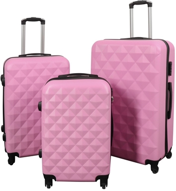 Koffertsett med 3 stk i rosa - Hard ABS / polykarbonat