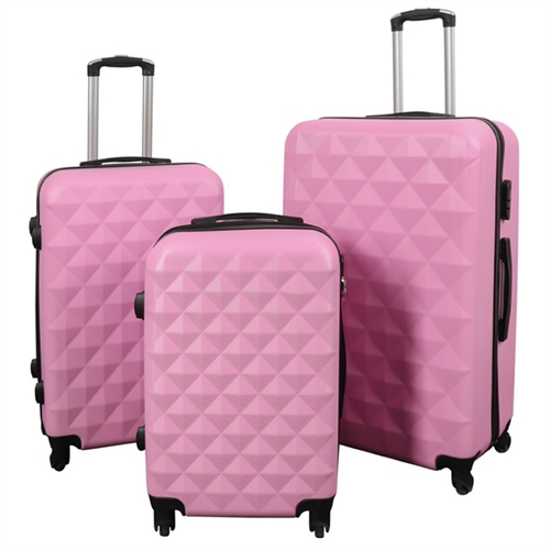 Kofferter – sett med 3 stk. – Eksklusivt hardcase koffertsett-tilbud – Diamant rosa