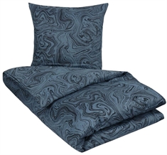 Sengesett 240x220 - Kingsize sengetøy - 100% Bomullssateng - Marble dark blue