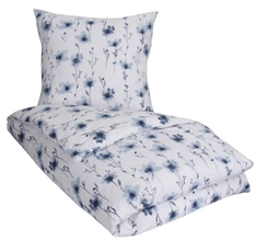 Flanell sengetøy - 150x210 cm - Flower Blue - 100% bomullsflanell - By Night