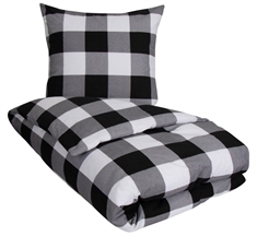 Flanell sengetøy - 150x210 cm - Check black - 100% bomullsflanell - By Night