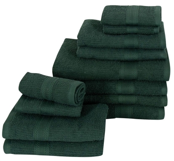 12- pakk Håndklær - Mørk grønn - Borg Living