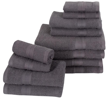 12- pakk Håndklær - Antrasit grå - Borg Living
