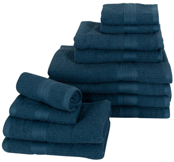 12- pakk Håndklær - Blå - Borg Living