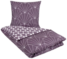 Sateng sengesett - 150x210 cm - 100% Bomullssateng - Hexagon mørklilla