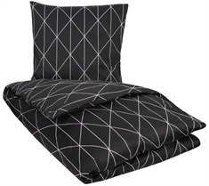 Sengesett 240x220 - Kingsize sengetøy - 100% Bomullssateng - Graphic harlekin svart