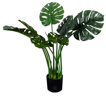 Kunstig Fingerphilodendron Plant - Høyde 80 cm - Full av grønne blader - Kunstig gulvplante