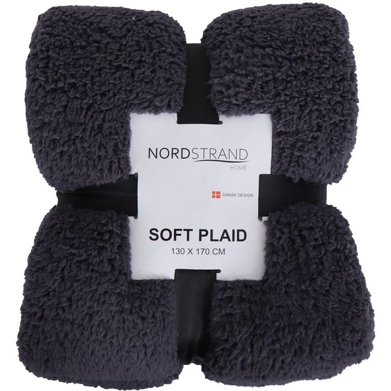 Pledd i teddy fleece - 130x170 cm - Antrasittgrå - Mykt teppe fra Nordstrand Home