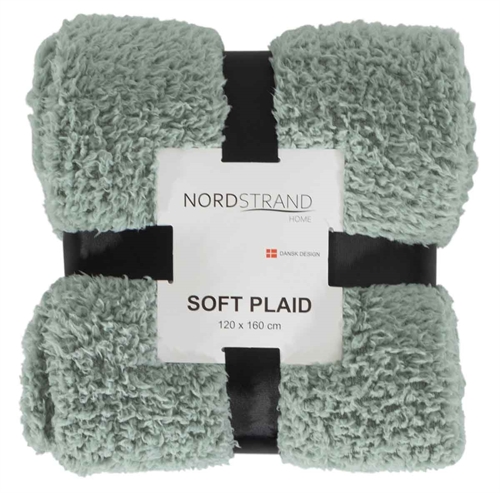 Pledd i teddy fleece - 120x160 cm - Støvet grønn - Mykt teppe fra Nordstrand