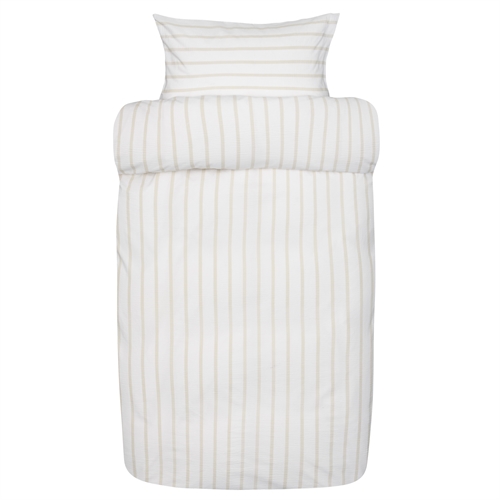 Vevd kreppsengetøy - Hvitt stripete sengesett i 100% myk bomull - 140x200 cm - Kreppsengetøy - Eilert - Høie Of Scandinavia