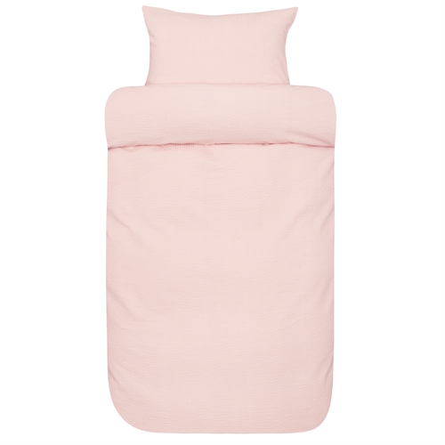 Vevd kreppsengetøy 140x220 cm - Lyserosa sengesett i 100% myk bomull - Kreppsengetøy - Sanna - Høie Of Scandinavia