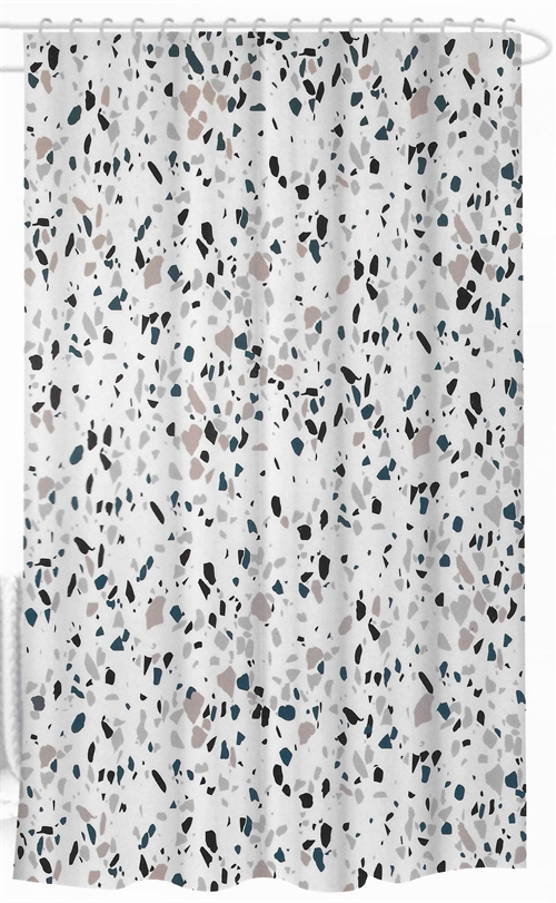 Dusjforheng - 180x180 cm - Hvit med farget mønster - Klar til oppheng