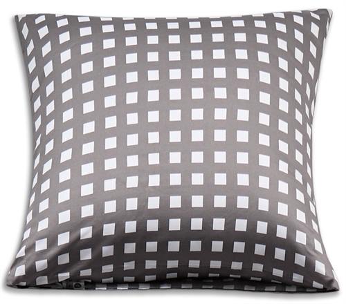 Bambus putetrekk - 100 % naturlig bambus - 60x63 cm - Grå ruter - Satengvevd putetrekk