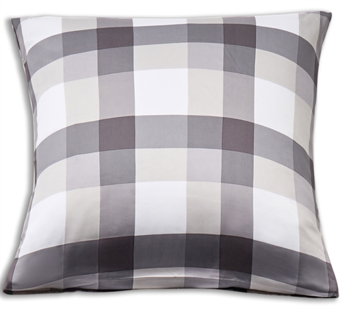 Bambus putetrekk - 100% naturlig bambus - 60x63 cm - Store grå ruter - Satengvevd putetrekk