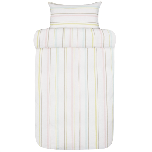 Vevd kreppsengetøy - Stripet sengesett i 100% myk bomull - 140x200 cm - Kreppsengetøy - Minna multi - Høie Of Scandinavia