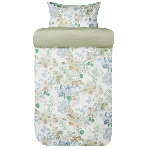 Satin sengetøy - Mykt bomullssateng sengesett - 140x200 cm - Cassandra lys grønn - Sengetøy fra Høie of Scandinavia 