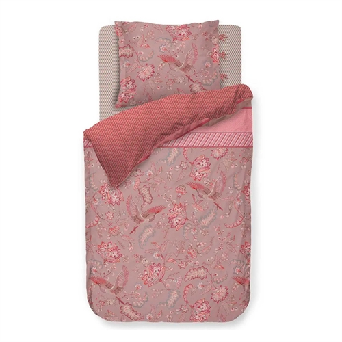 Blomstrete sengetøy - 140x200 cm - royal birds Khaki - Sengesett med dobbeltsidig design - 100% bomull - Pip studio