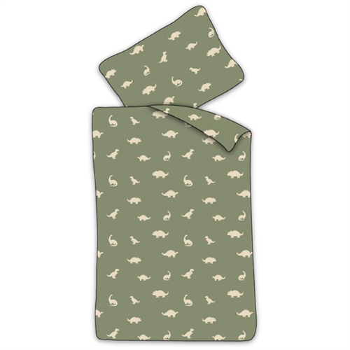 Baby sengetøy 70x100 cm - Grønt sengesett med dinosaur - 100% mykt bomulls sengetøy