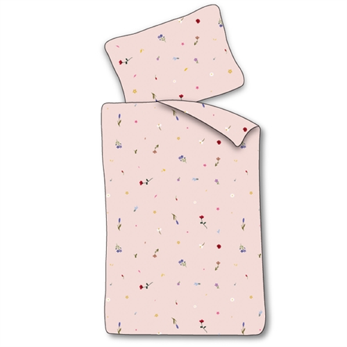 Junior sengetøy 100x140 cm - Lyserødt sengesett med blomster - 100% mykt bomulls sengetøy