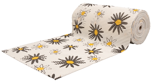 Sklisikker badematte - På metermål - Hvit med blomster - 65 cm bred - Multifunksjonsvåtromsmatte