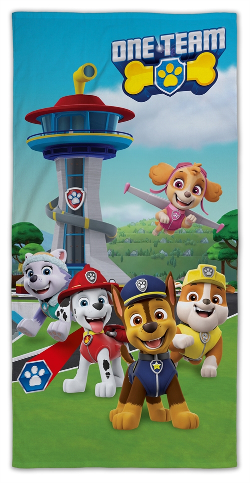 Paw Patrol håndkle - 70x140 cm - 100% Bomull - Mykt badehåndkle med Paw Patrol One Team