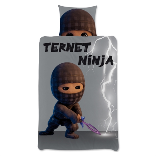 Rutete Ninja sengetøy - Myk og deilig bomullskvalitet - 140x200 cm - Vendbart dynetrekk