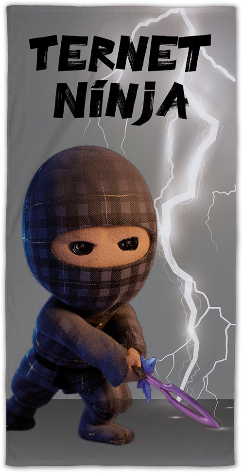 Ternet Ninja håndkle - 70x140 cm - 100% bomull - Mykt badehåndkle med Ternet Ninja og glidelås