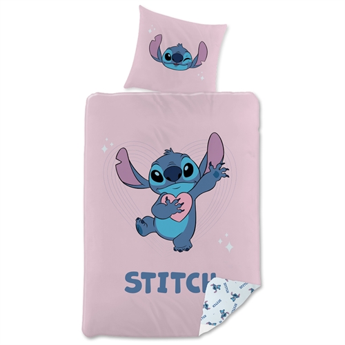 Stitch sengetøy - 150x210 cm - Vendbart sengesett med Stitch - 100% bomullssengetøy