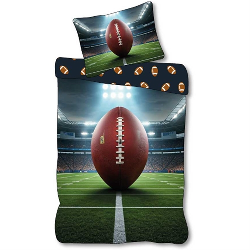 Fotball sengetøy 140x200 cm - Vendbart sengesett med amerikansk fotball - 100% mykt bomulls sengetøy