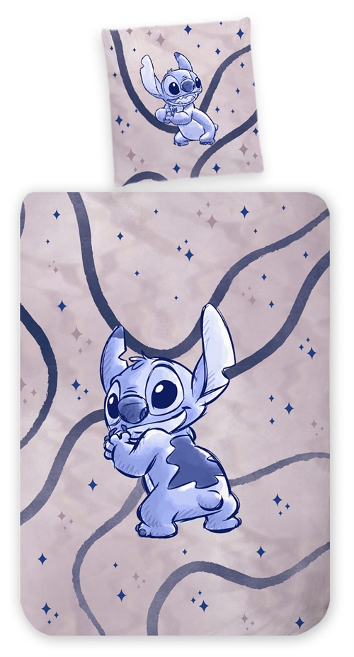 Stitch sengetøy 100x140 cm - Junior sengesett med Stitch - Vendbart motiv - 100% bomulls sengetøy