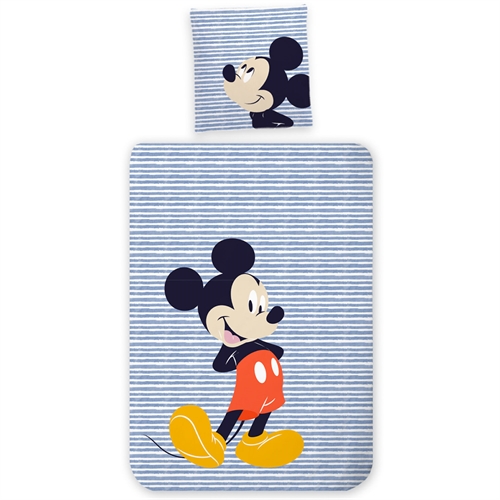 Mickey sengetøy 100x140 cm - Junior sengesett med Mickey Mouse - Vendbart motiv - 100% bomulls sengetøy