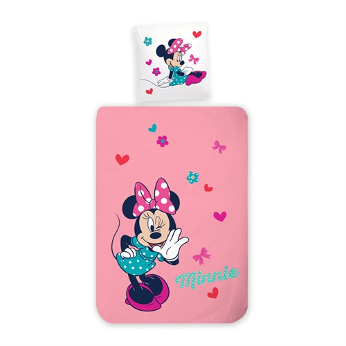 Minnie sengetøy 100x140 cm - Junior sengesett med Minnie Mouse - Vendbart motiv - 100% bomulls sengetøy