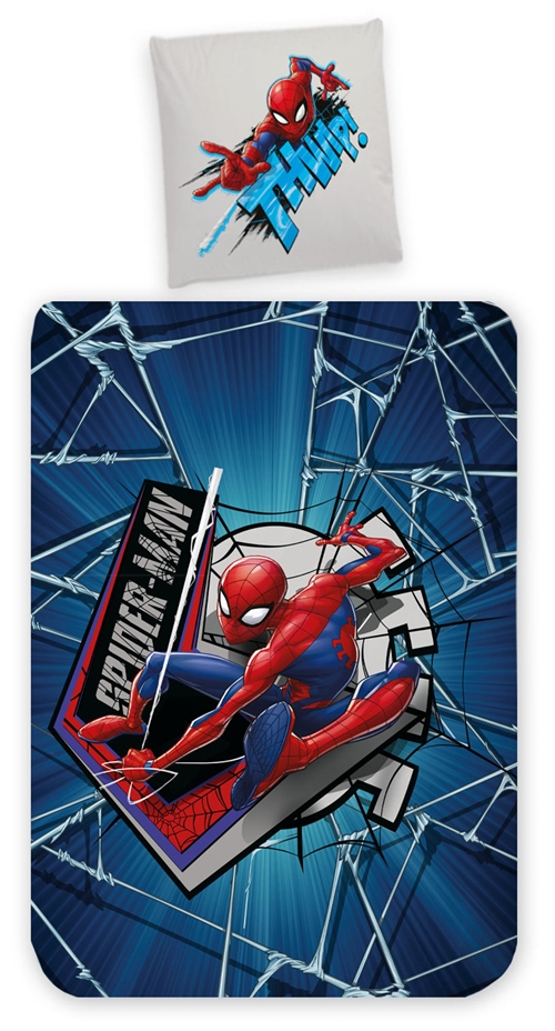 Spiderman sengetøy 100x140 cm - Junior sengesett med Spiderman - Vendbart motiv - 100% bomulls sengetøy