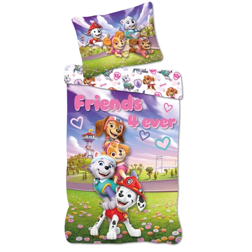 Paw Patrol sengetøy 140x200 cm - Vendbart sengesett med Paw Patrol - Friends 4 ever - 100% bomulls sengetøy