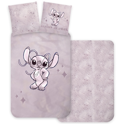 Lilo og Stitch sengetøy 140x200 cm - Vendbart sengesett med Angel - 100% mykt bomulls sengetøy