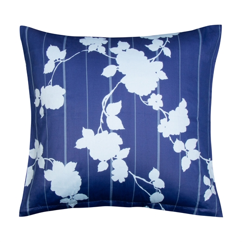 Ekstra mykt putetrekk 60x63 cm - 100% bomullssateng - Blomstret blått putetrekk - 300 TC putetrekk fra By Borg