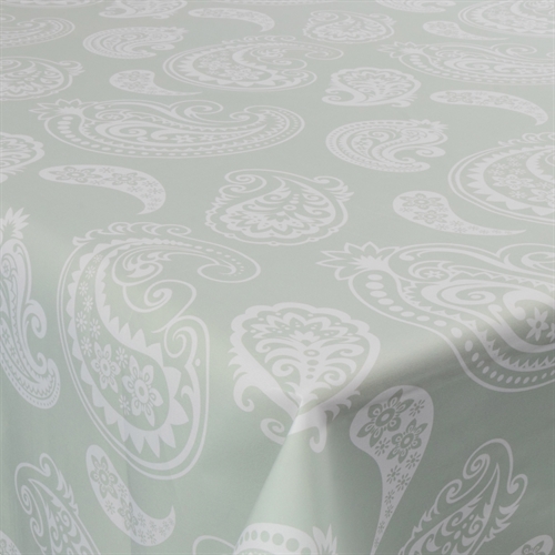 Tekstil voksduk med akrylbelegg - Hvit mønster - 140 cm bred - På metermål