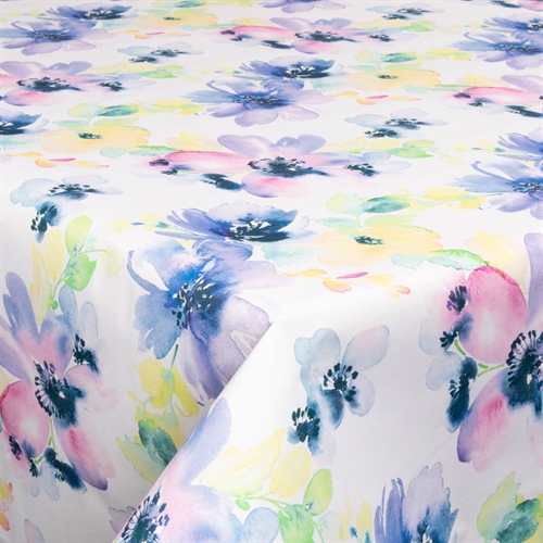 Tekstil voksduk med akrylbelegg - Flower blue - 140 cm bred - På metermål