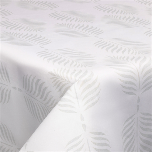 Tekstil voksduk med akrylbelegg - Leaf light grey - 140 cm bred - På metermål