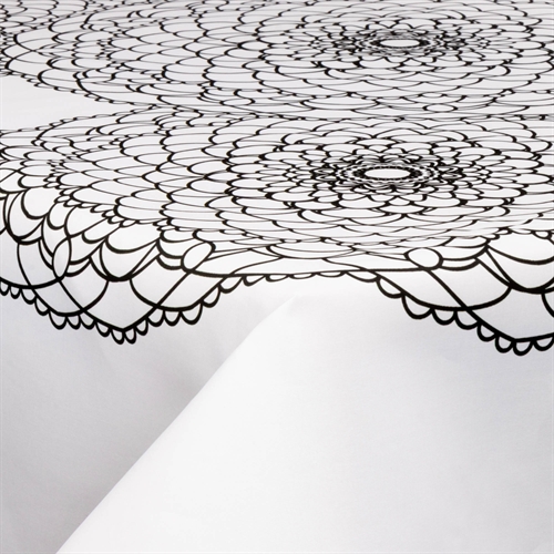 Tekstil voksduk med akrylbelegg - 30 meter på rull - Big flower black - 140 cm bred tekstilduk