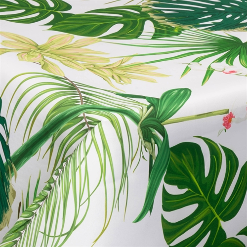 Tekstil voksduk med akrylbelegg - Big green leaves - 140 cm bred - På metermål