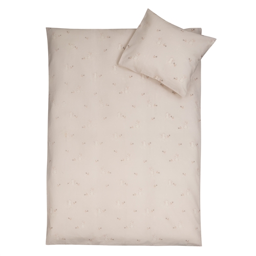 Baby sengetøy 70x100 cm - Beige baby sengesett med kaniner - 100% mykt bomulls sengetøy - Nordstrand Home