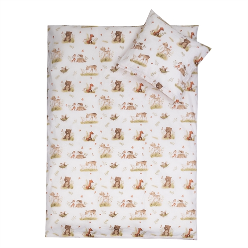 Sengetøy 100x140 cm - Junior sengesett med hjorter og bjørner - 100% bomulls sengetøy - Nordstrand Home