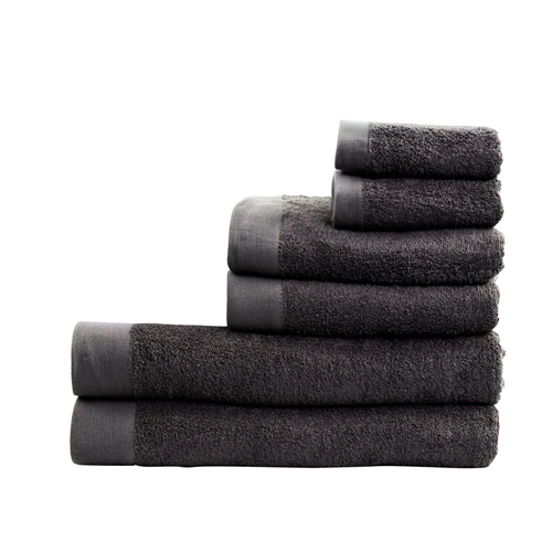 Håndklepakke med 6 stk. - 100% Myk bomull med høy absorberingsevne - Mørkegrå håndklær fra danske By Borg