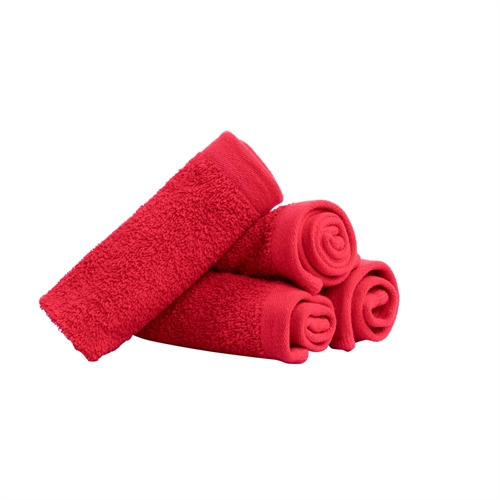 Vaskekluter 4-pak - 100% Myk bomull med høy absorberingsevne - 30x30 cm - Røde vaskekluter fra danske By Borg