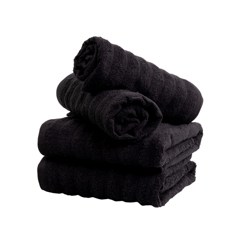 Badehåndklær 2 stk. i 100% kjemmet bomull - Myke sorte håndklær 70x140 cm fra Borg Living