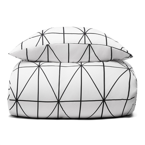 Sengetøy 100% bomull - 140x220 cm - Hvitt sengesett med harlekinmønster - Nordstrand Home dynetrekk
