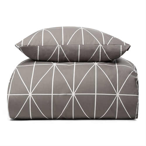 Sengetøy 100 % bomull - 140x200 cm - Lysegrå sengesett med harlekinmønster - Nordstrand Home dynetrekk