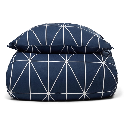 Sengetøy 100 % bomull - 140x220 cm - Blått sengesett med harlekinmønster - Nordstrand Home dynetrekk