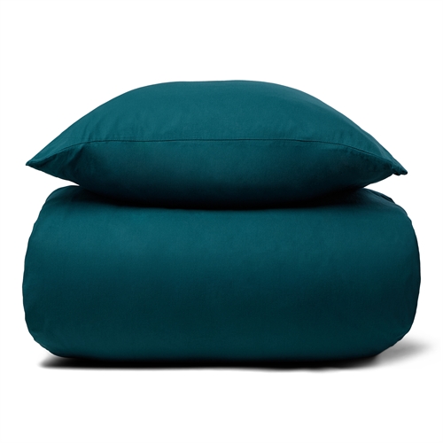 Steinvasket sengetøy 140x200 cm - 100% enzymvasket bomull - Firm Petrolfarget - Nordstrand Home sengesett